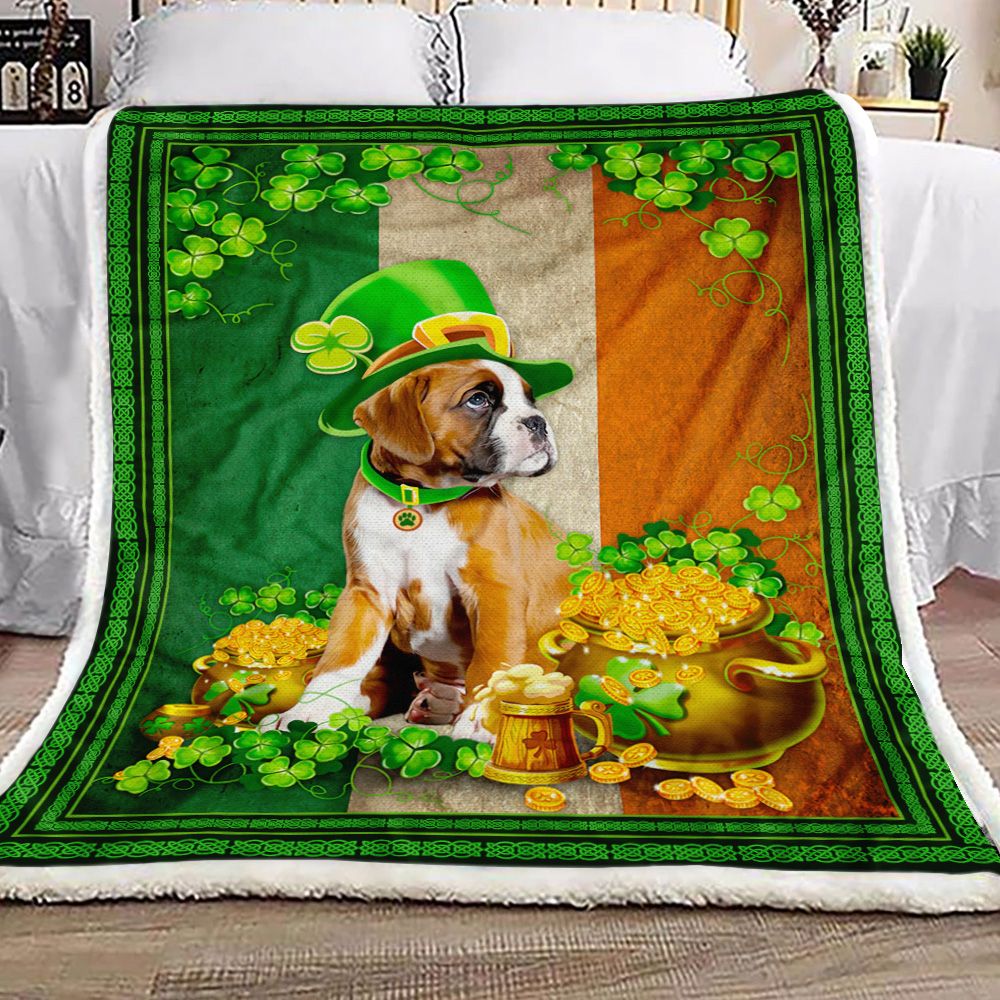 Saint Patricks Day Boxer Irish Fleece Blanket