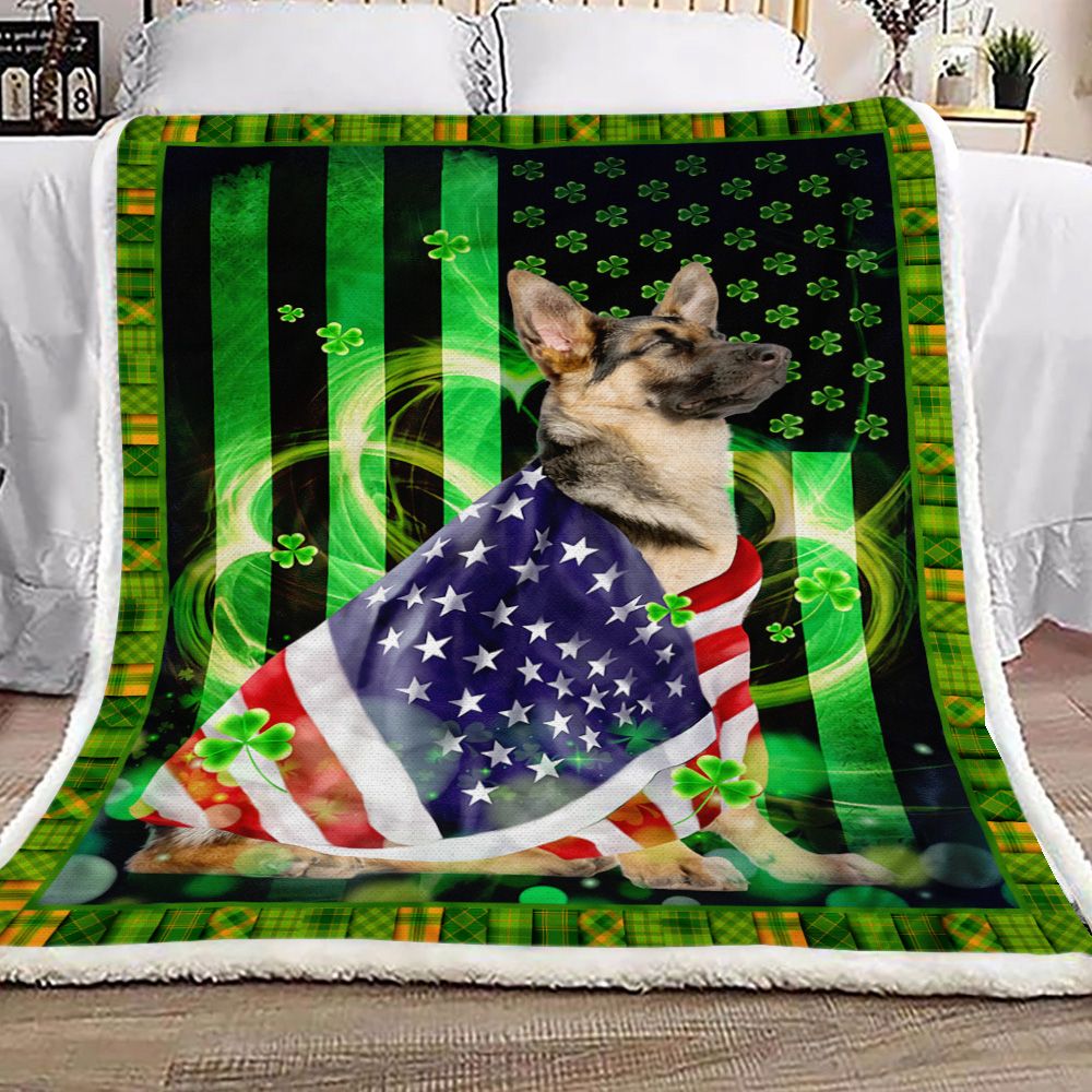 Saint Patricks Day German Shepherd Fleece Blanket