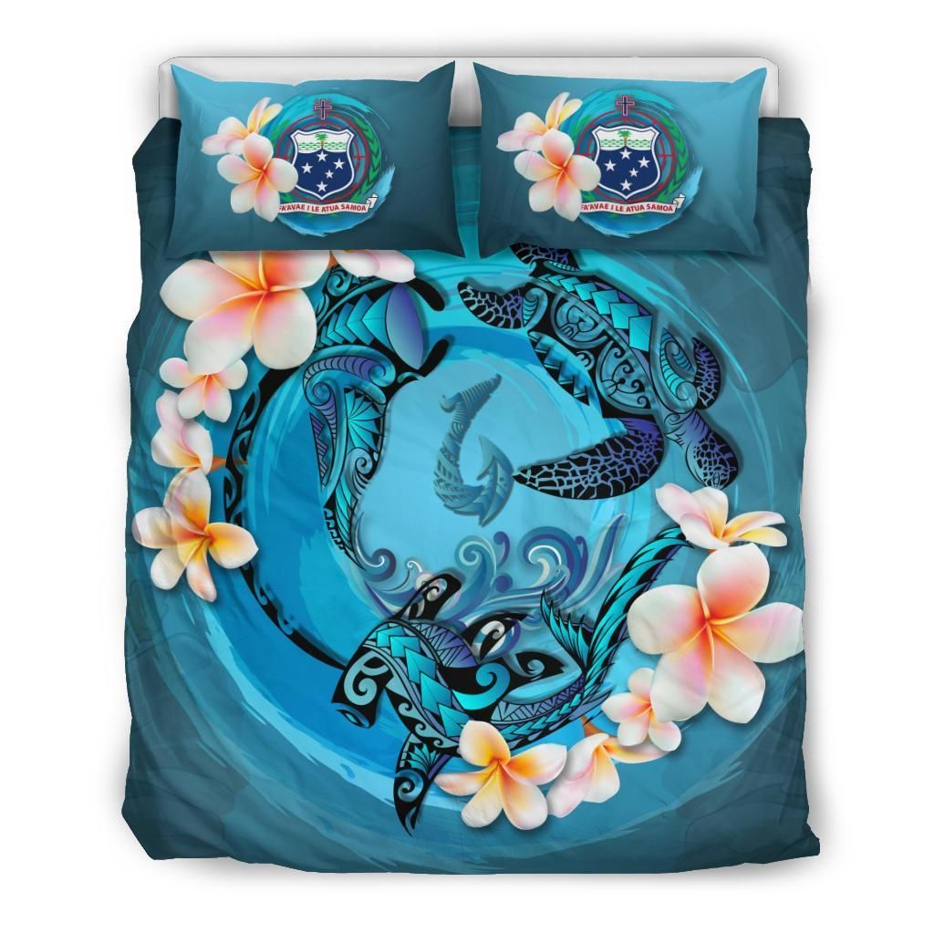 Samoa Blue Plumeria Animal Tattoo Bedding Set