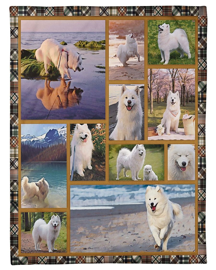 Samoyed Cute Gift For Dog Lovers Sherpa Fleece Blanket