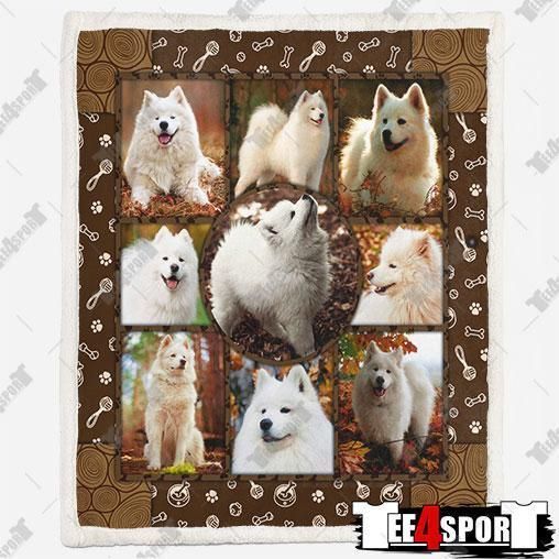 Samoyed Dog Sherpa Fleece Blanket