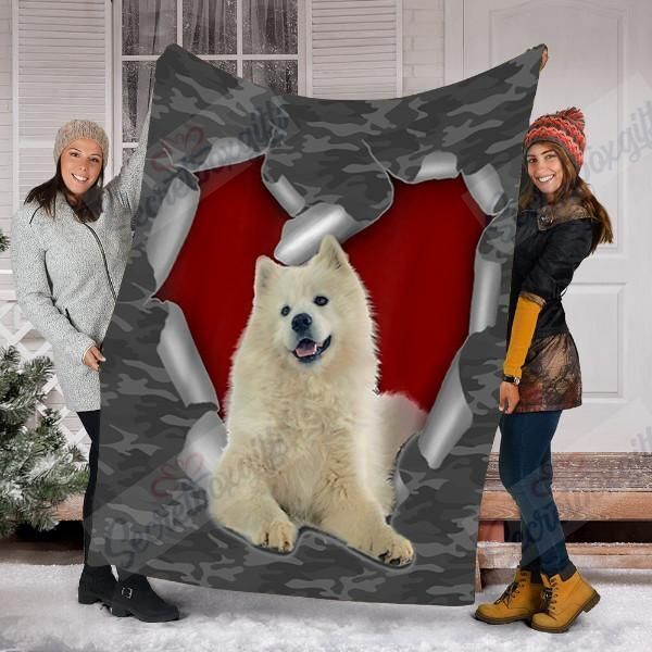 Samoyed Dog Fleece Blanket