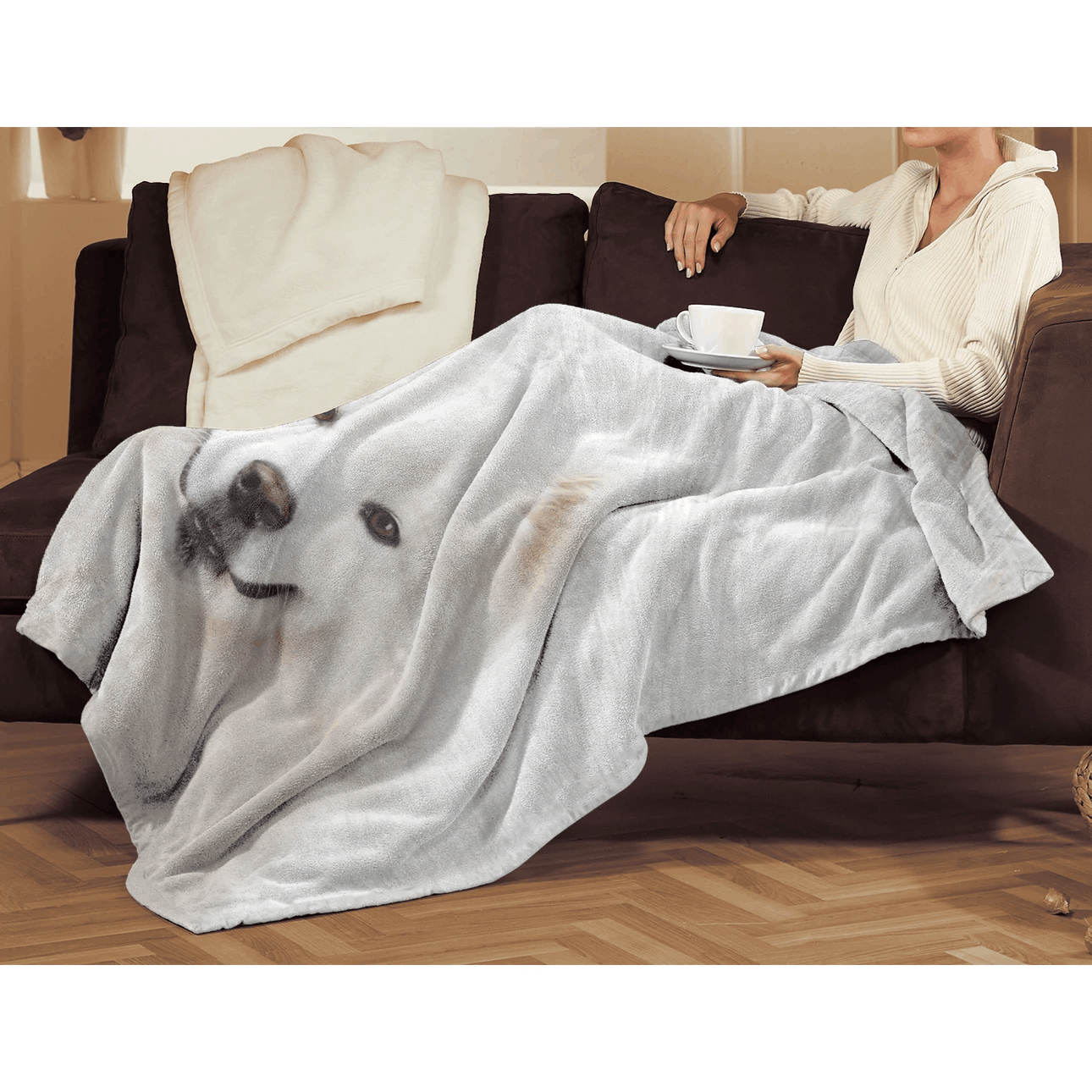 Samoyed White Dog Sherpa Fleece Blanket