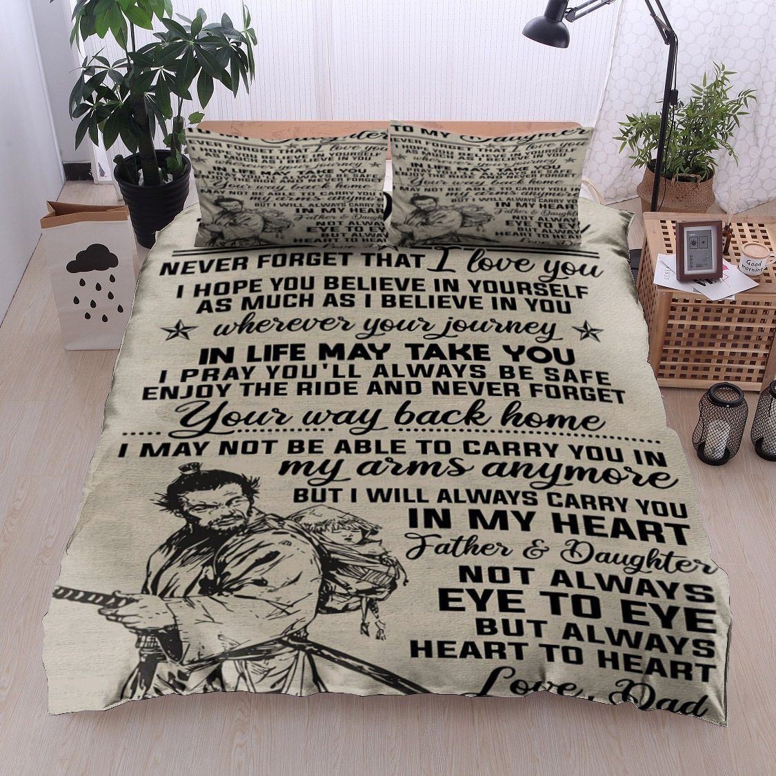 Samurai Family To My Daughter Love Dad Bedding Set