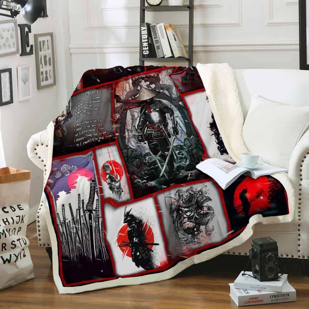 Samurai Spirit Sherpa Fleece Blanket