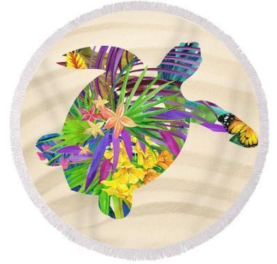 Sandy Bay Turtle Printed Round Beach Towel