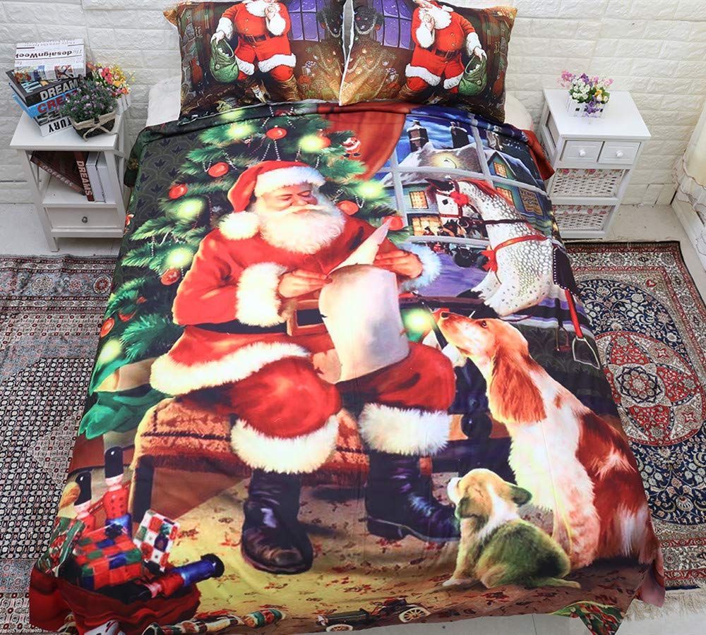 Santa And Dogs Bedding Set