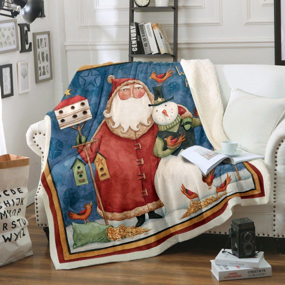 Santa And Snowman Sherpa Fleece