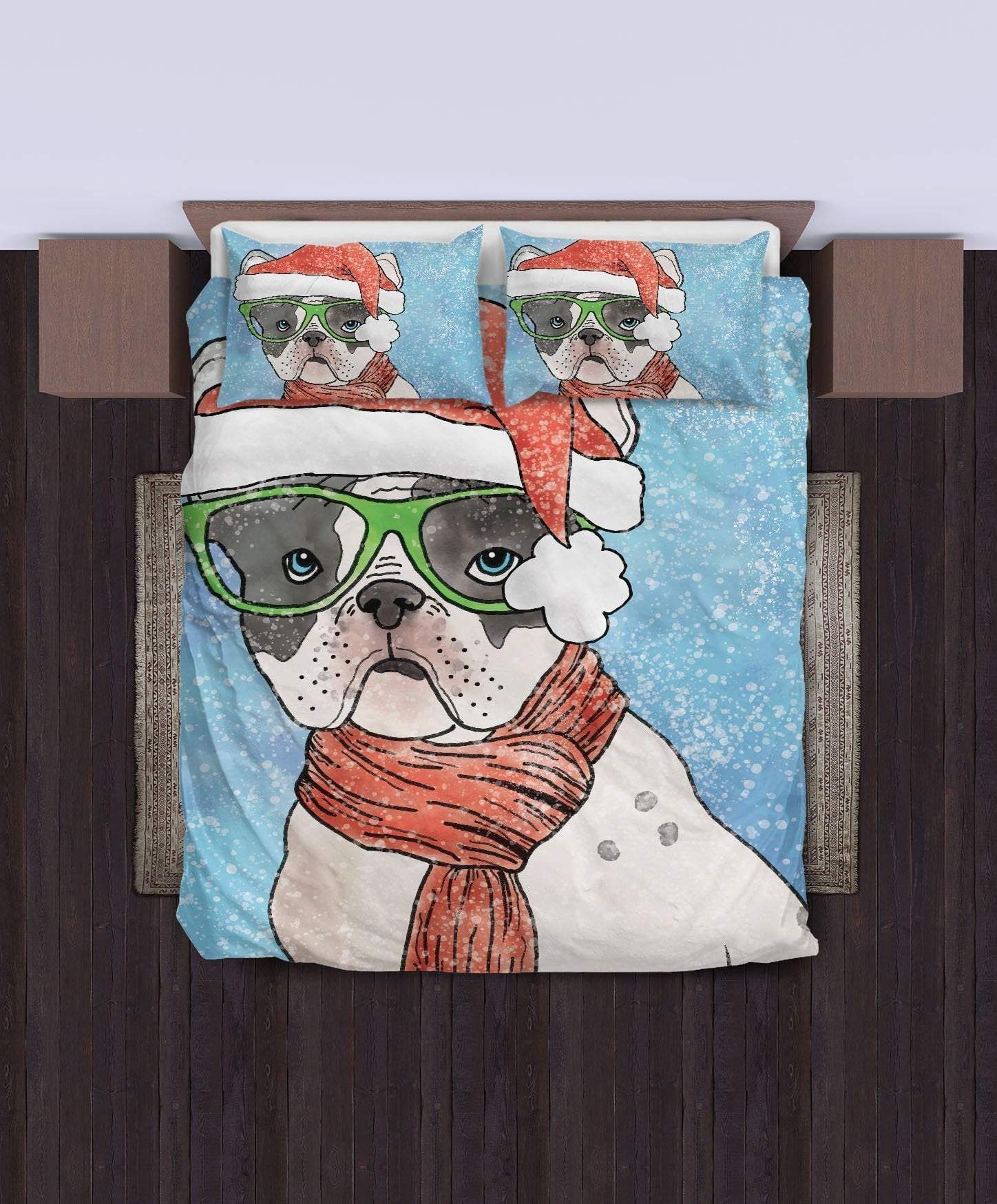 Santa Bulldog Christmas Bedding Set