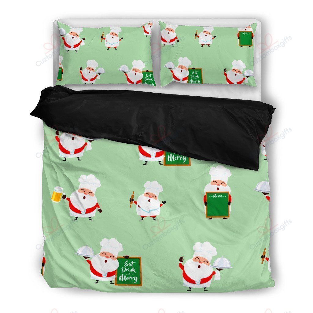 Santa Chef Christmas Printed Bedding Set