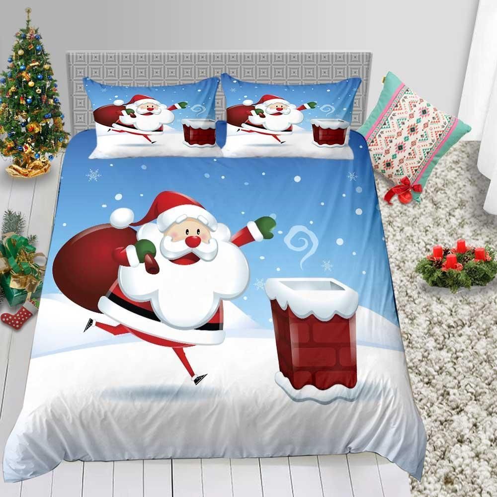 Santa Christmas Cute Over Printed Bedding Set
