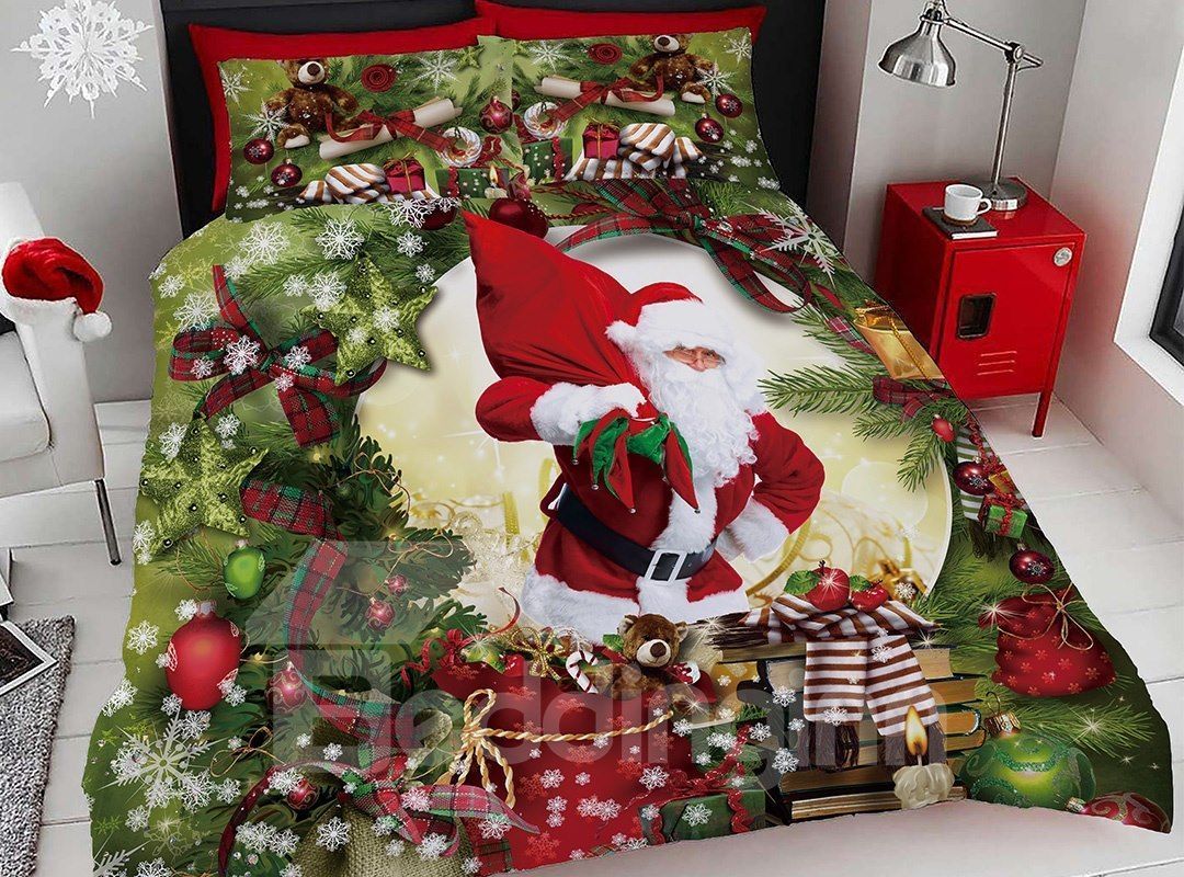 Santa Christmas Ornaments Bedding Set