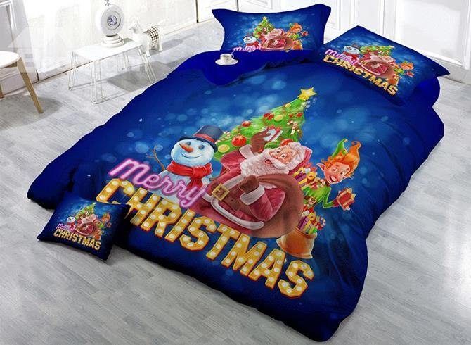 Santa Christmas Snowman Bedding Set