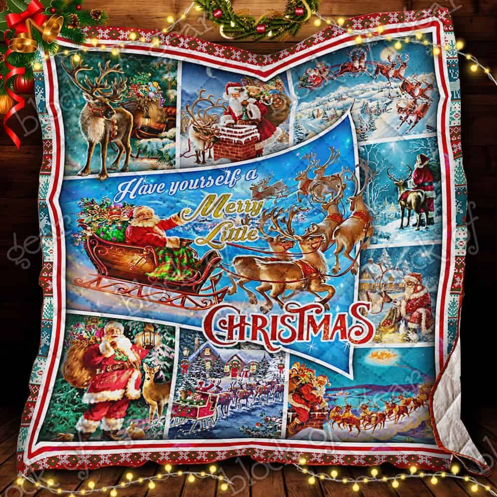 Santa Claus And Reindeer Christmas CL14100439MDQ Quilt Blanket