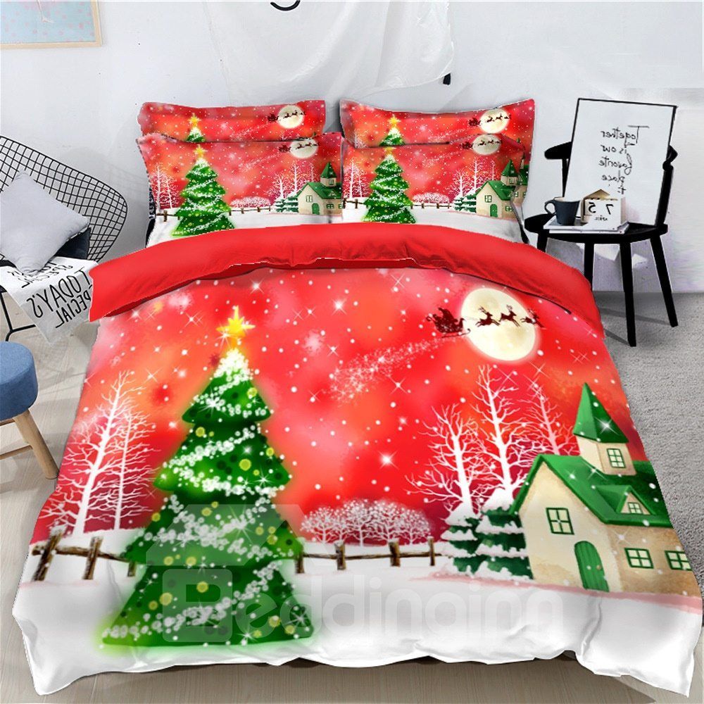 Santa Snowman Merry Christmas Bedding Set