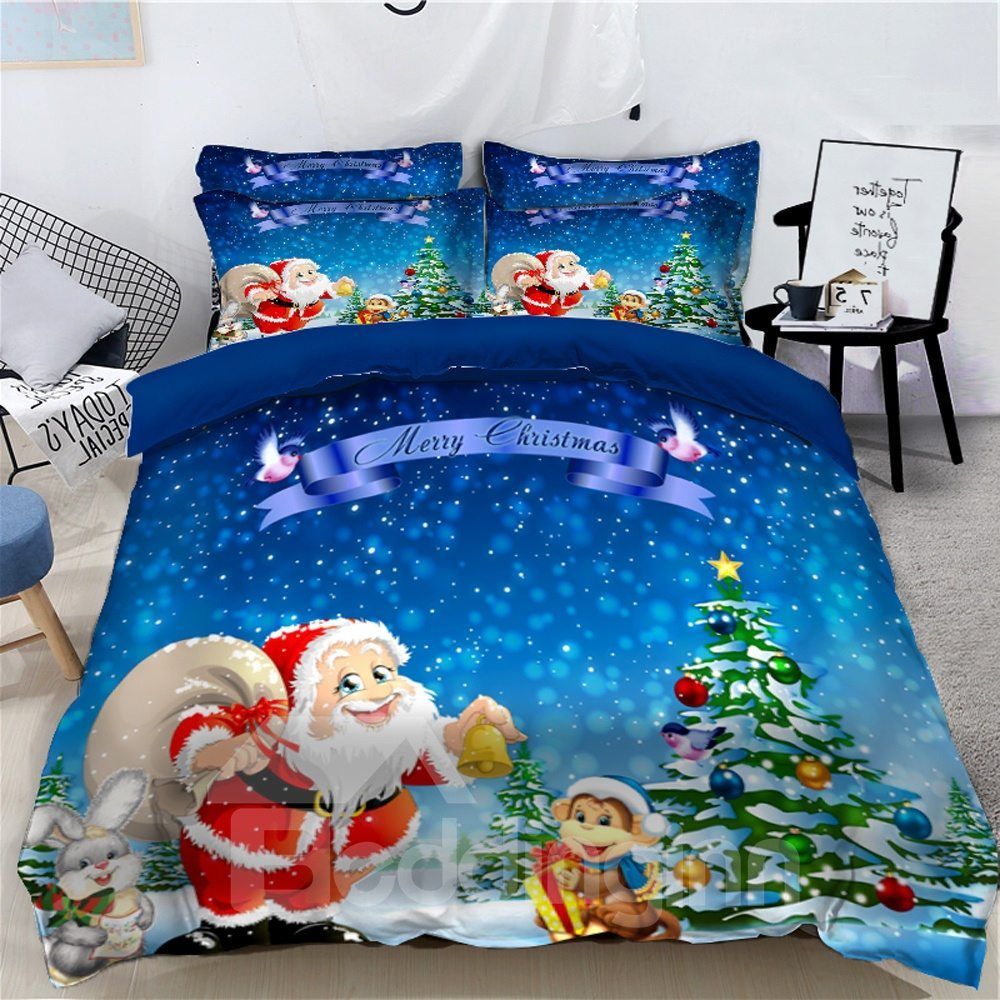 Santa Tree Merry Christmas 3d Bedding Set