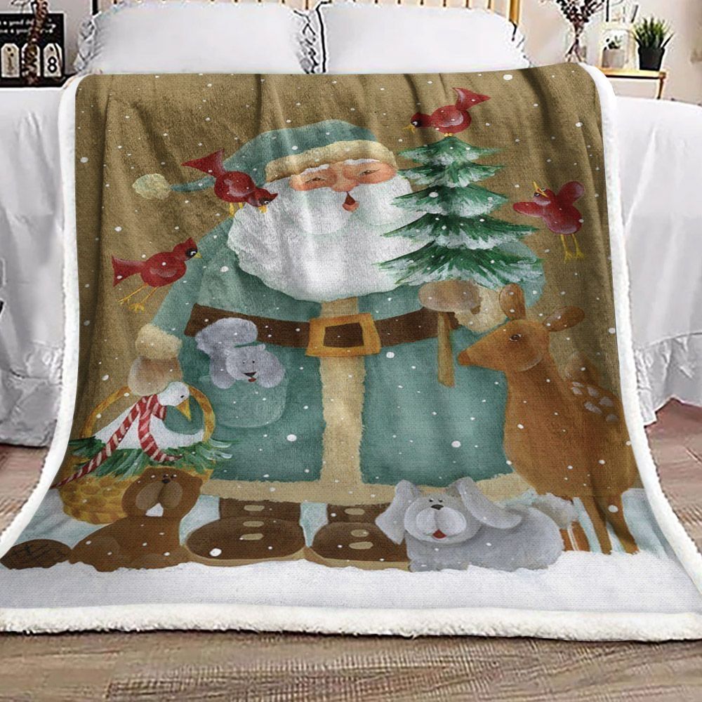 Santa Claus Animals Christmas Sherpa Fleece Blanket