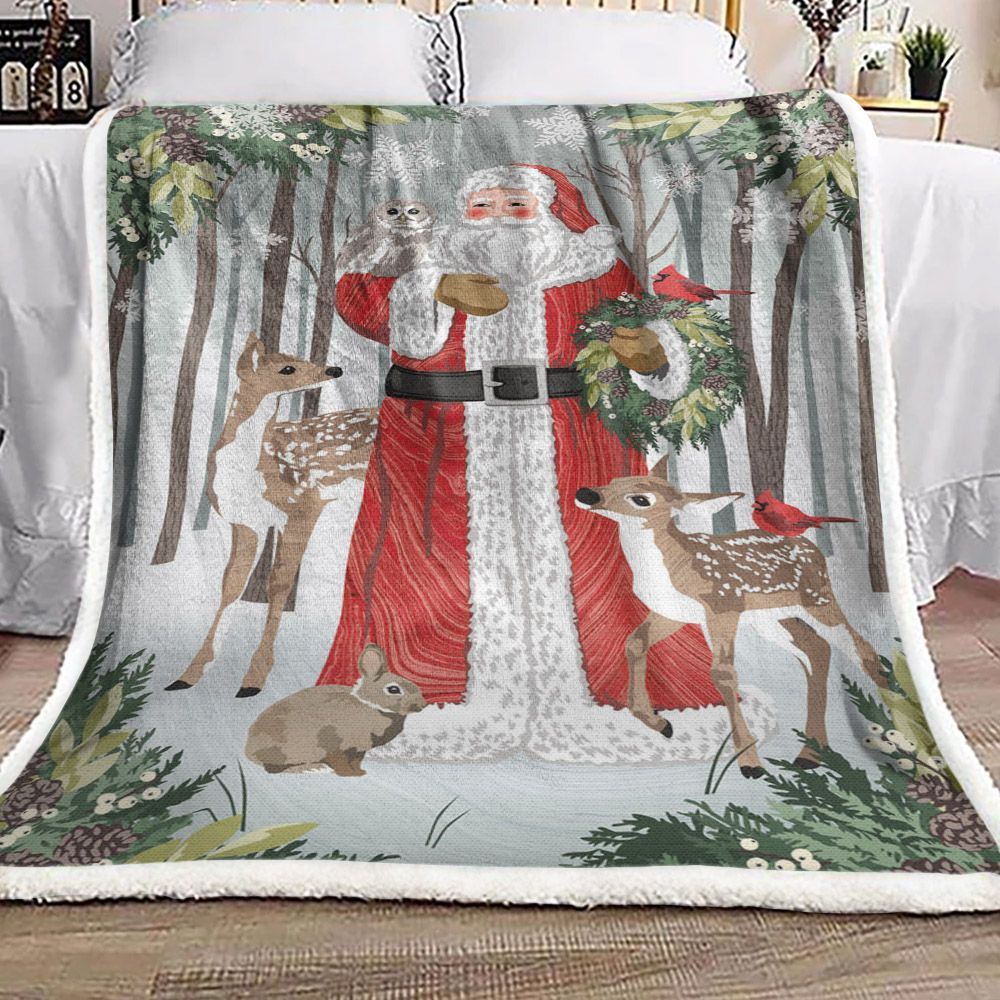 Santa Claus Animals Sherpa Fleece Blanket