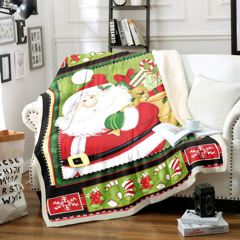 Santa Claus Christmas Sherpa Fleece Blanket