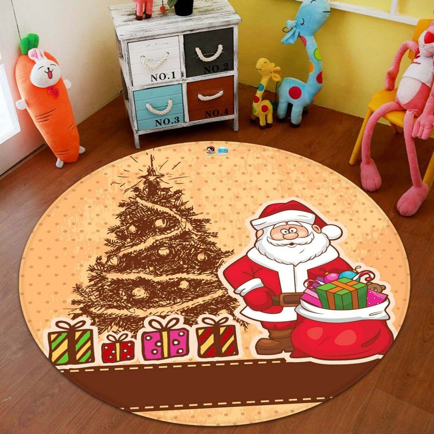 Santa Claus Christmas Round Carpet