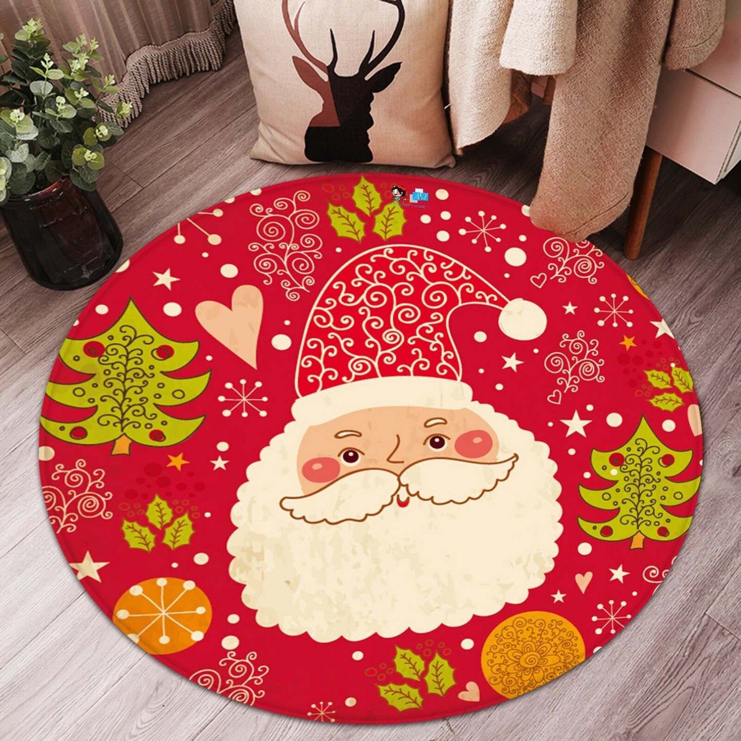 Santa Claus Christmas Round Carpet