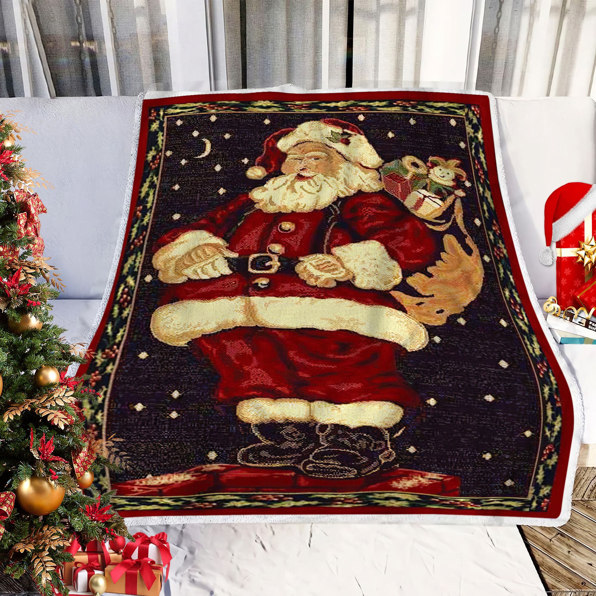 Santa Claus Christmas Fleece Blanket