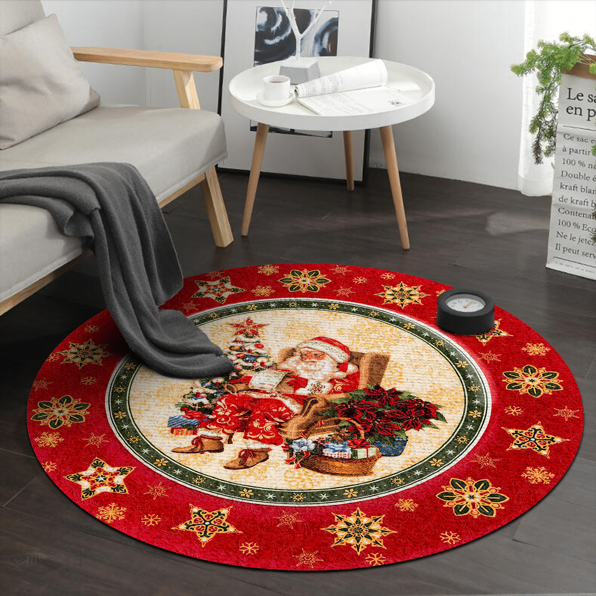 Santa Claus Christmas Round Carpet