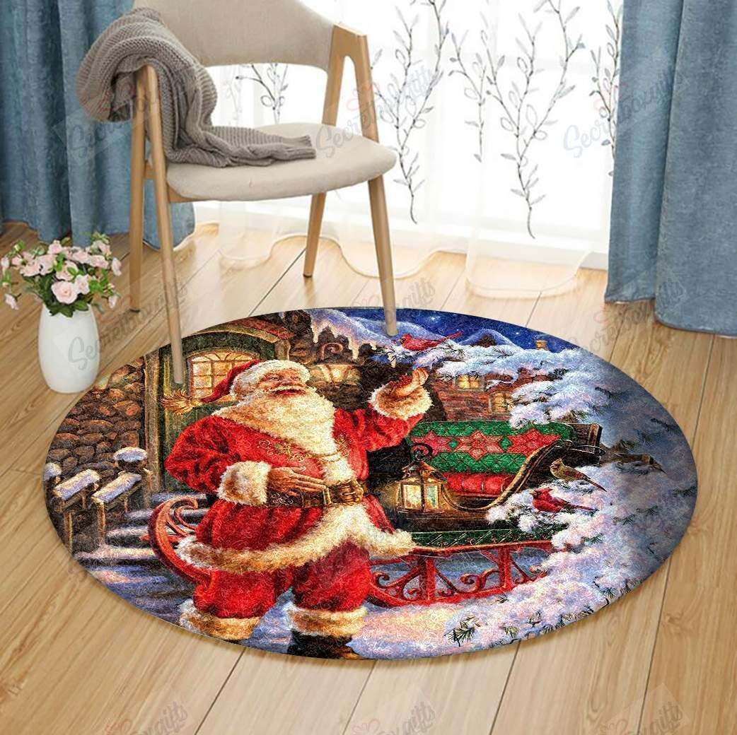 Santa Claus Christmas Round Carpet