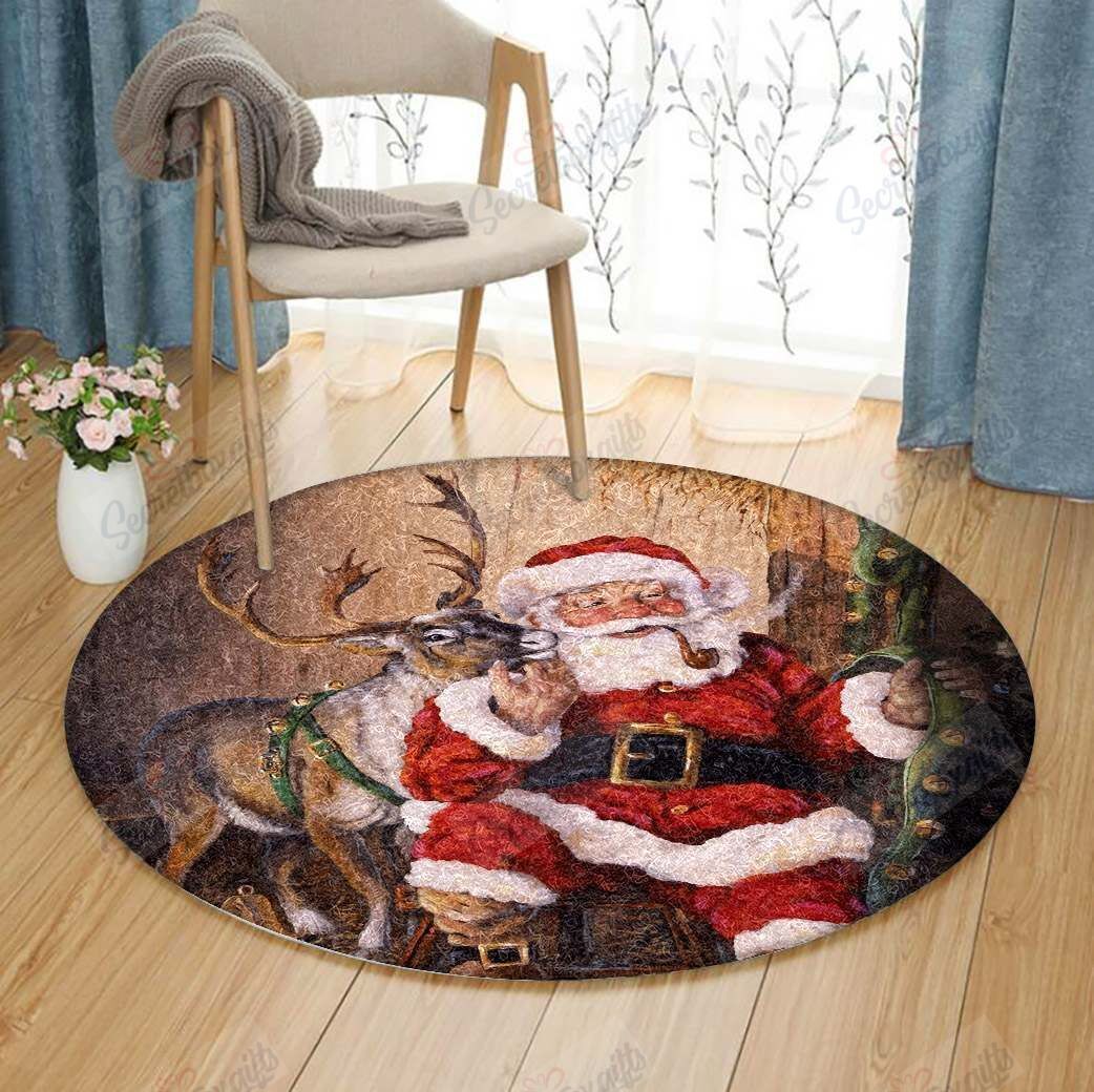 Santa Claus Christmas Round Carpet