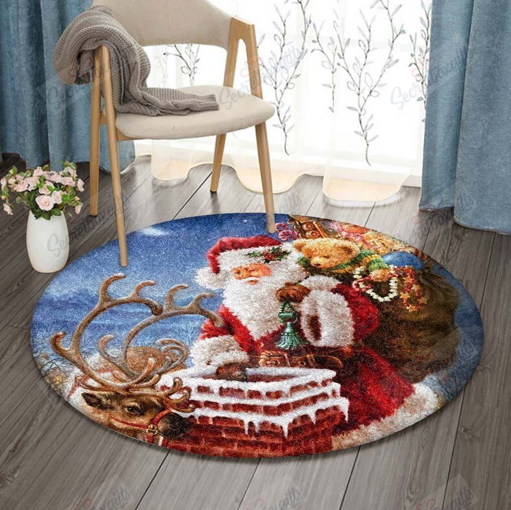 Santa Claus Christmas Round Carpet