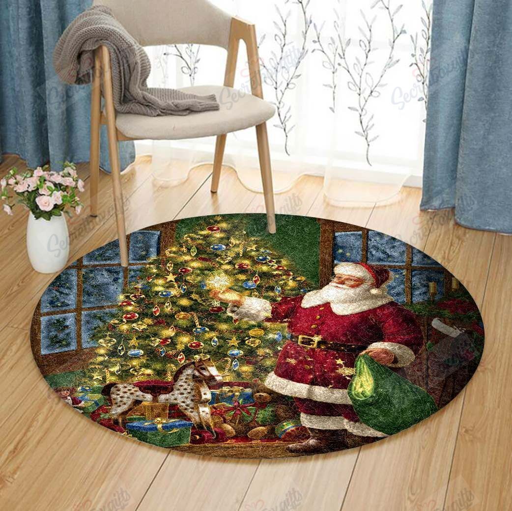 Santa Claus Christmas Round Carpet