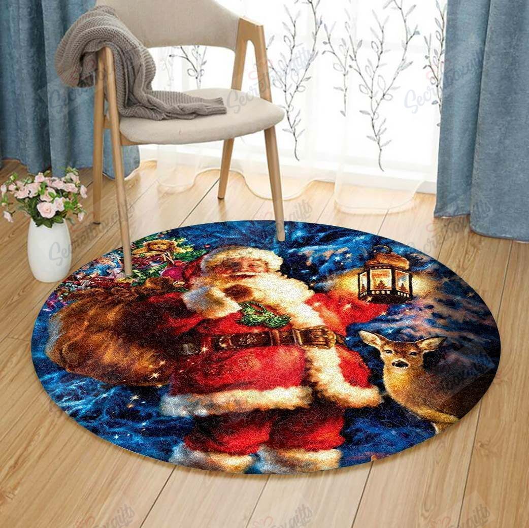 Santa Claus Christmas Round Carpet