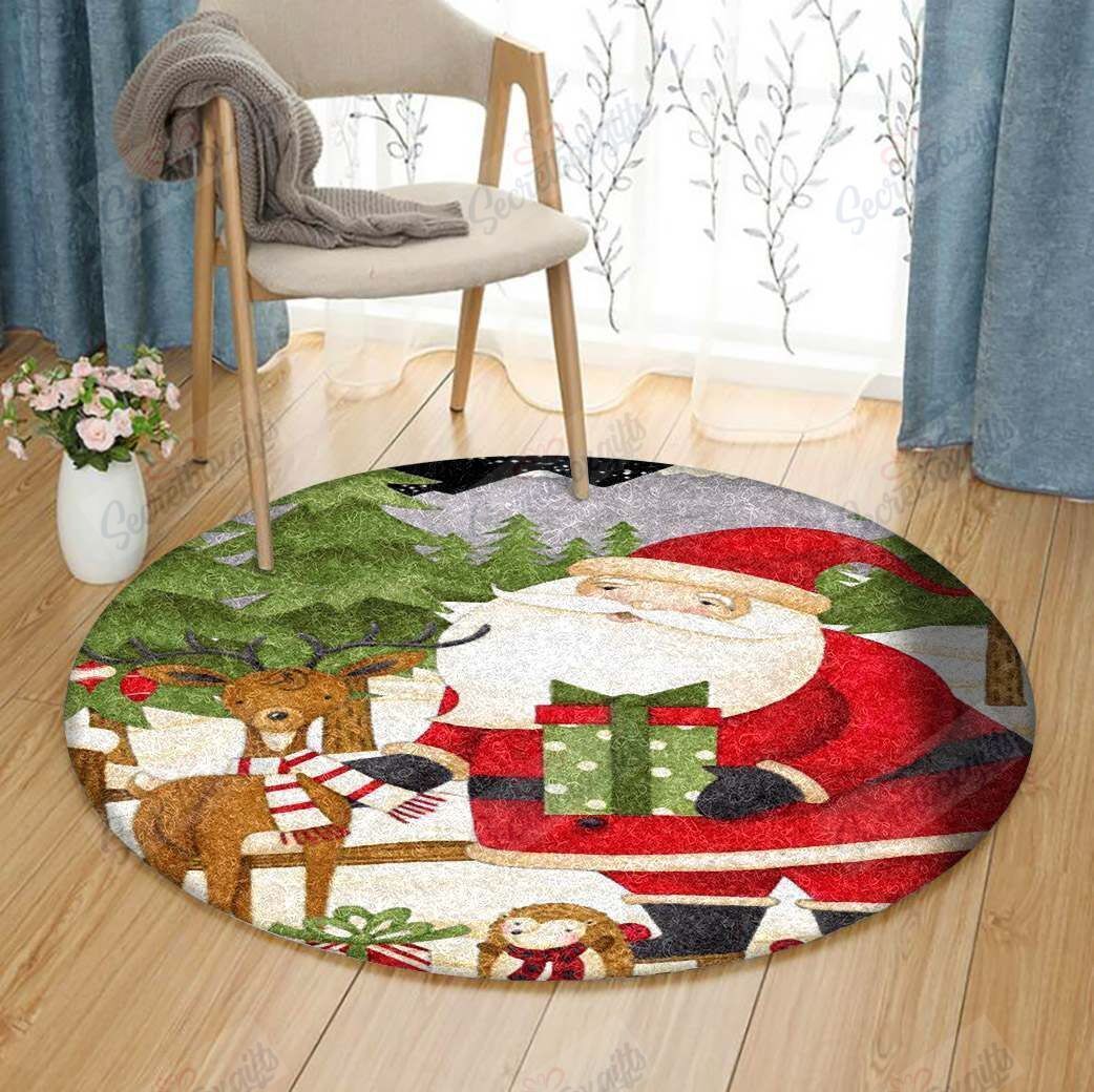 Santa Claus Christmas Round Carpet