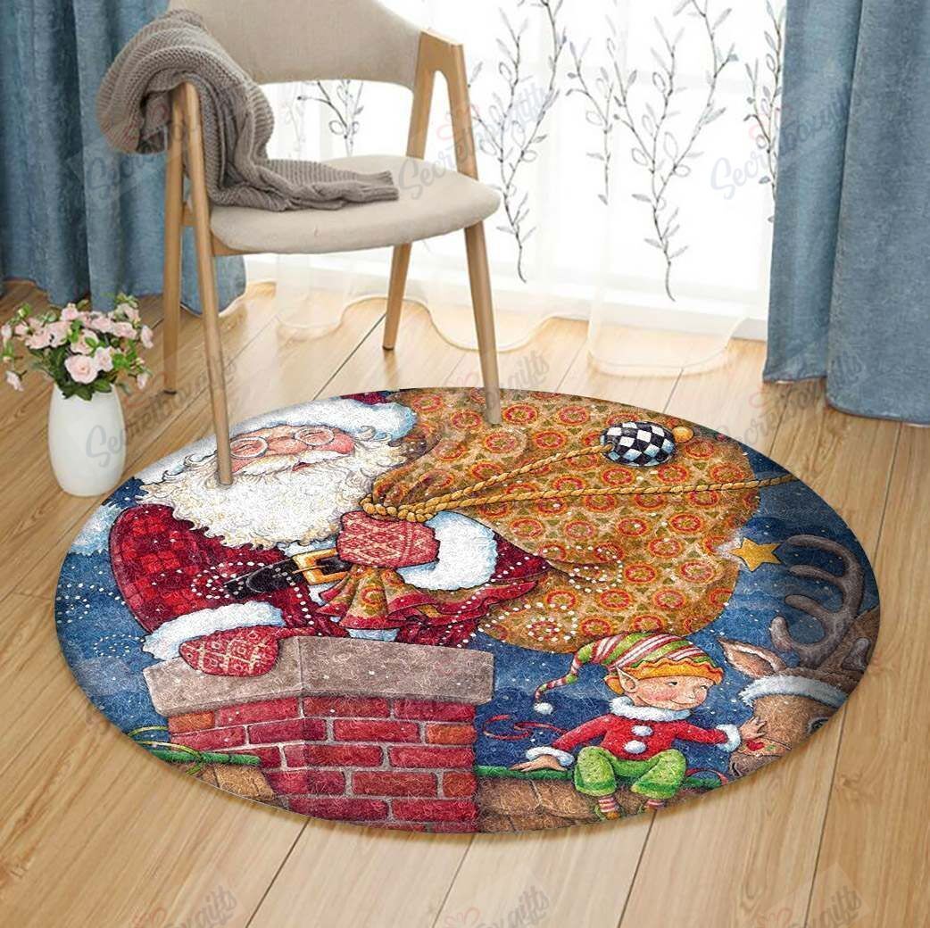Santa Claus Christmas Round Carpet