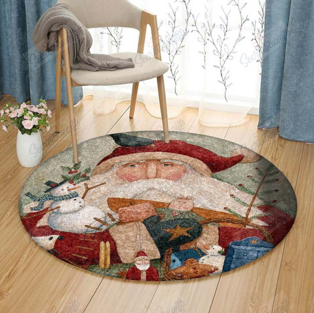 Santa Claus Christmas Round Carpet
