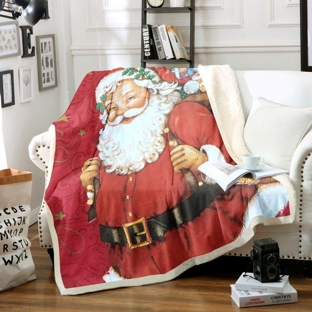 Santa Claus Christmas Sherpa Fleece Blanket