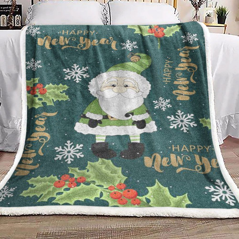 Santa Claus Christmas Happy New Year Sherpa Fleece Blanket