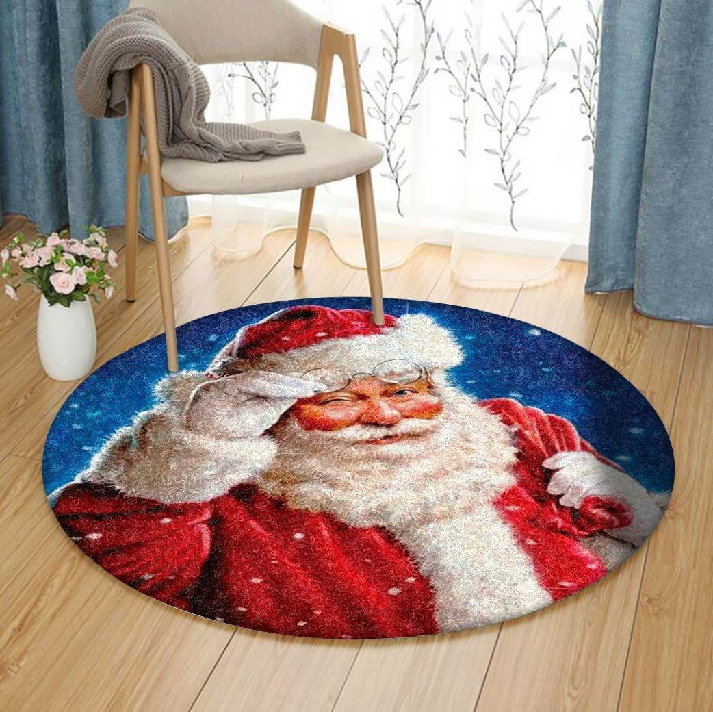 Santa Claus Christmas Round Carpet