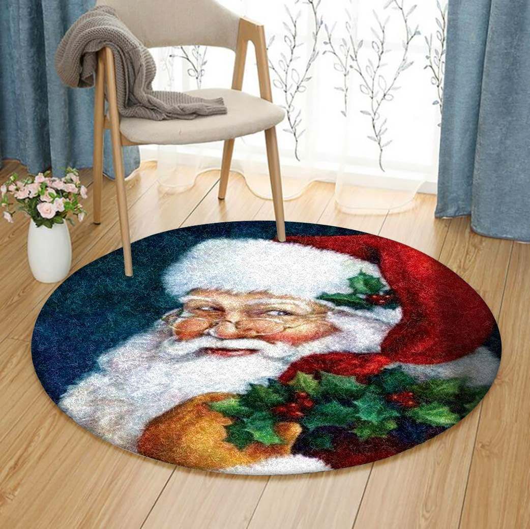 Santa Claus Christmas Round Carpet