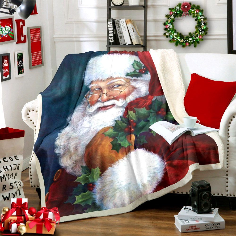 Santa Claus Christmas Sherpa Fleece Blanket