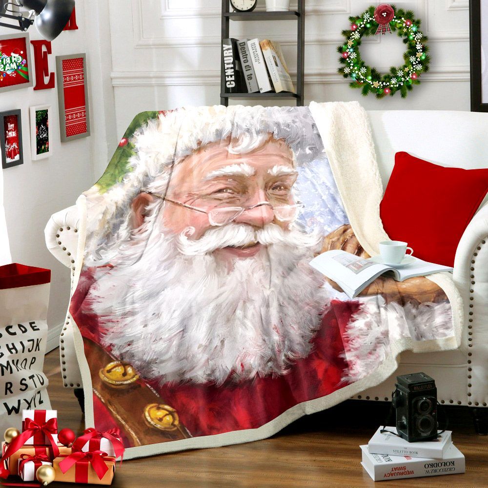 Santa Claus Christmas Sherpa Fleece Blanket