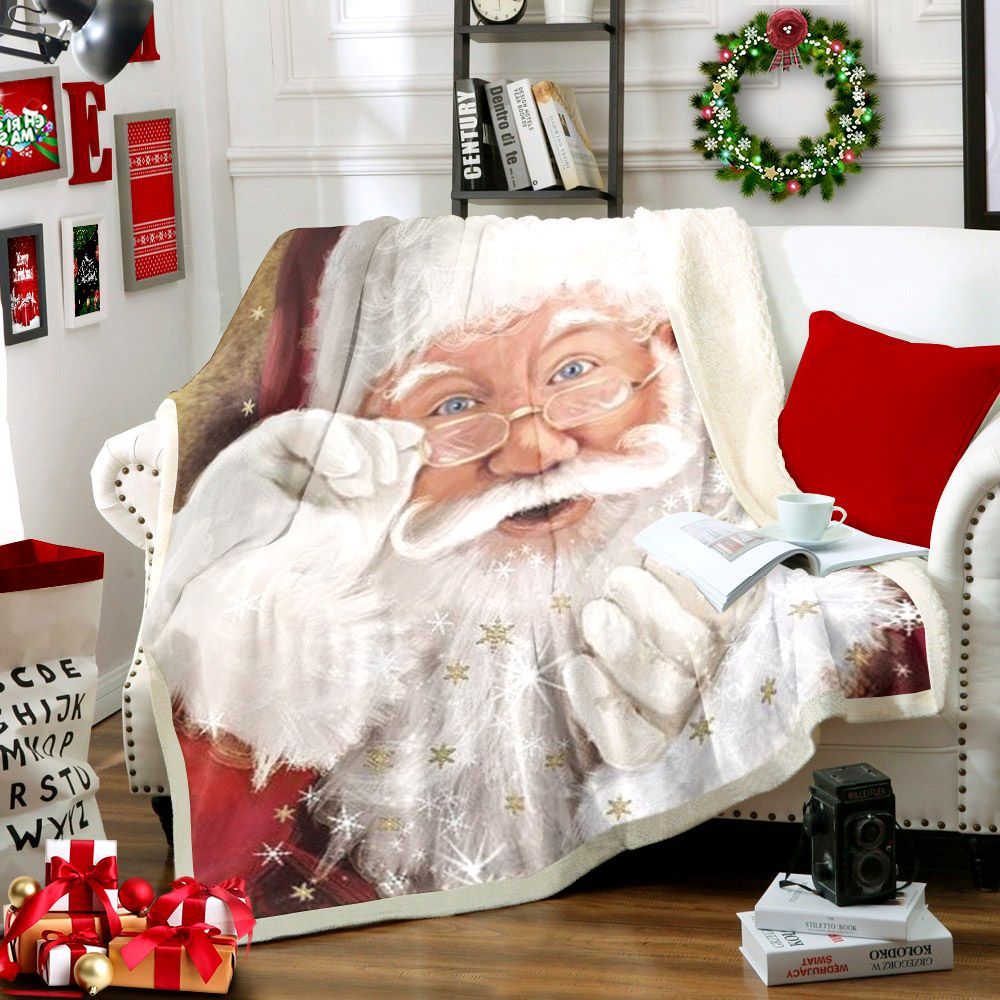 Santa Claus Christmas Sherpa Fleece Blanket