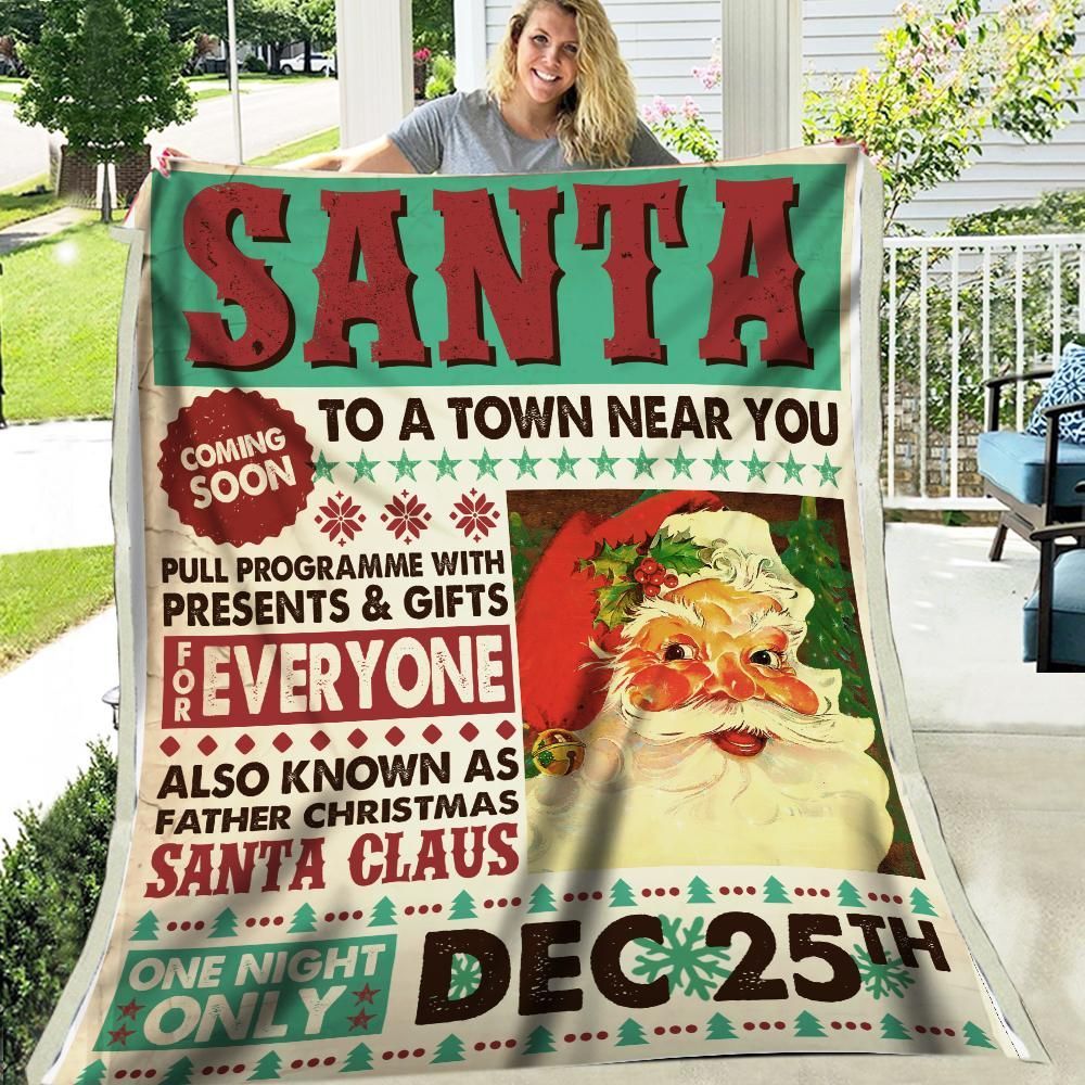 Santa Claus Christmas Is Coming To Town Sherpa Fleece Blanket