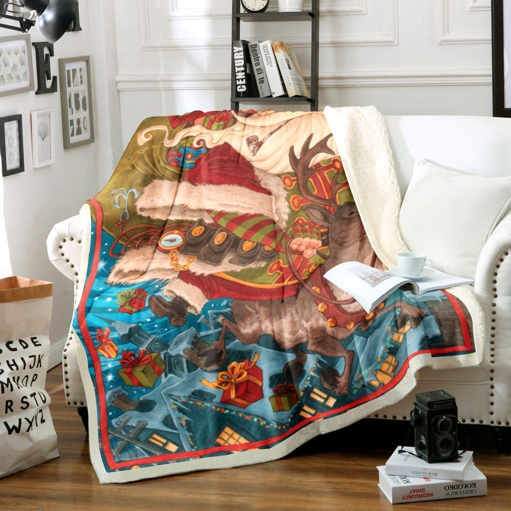 Santa Claus Christmas Sherpa Fleece Blanket