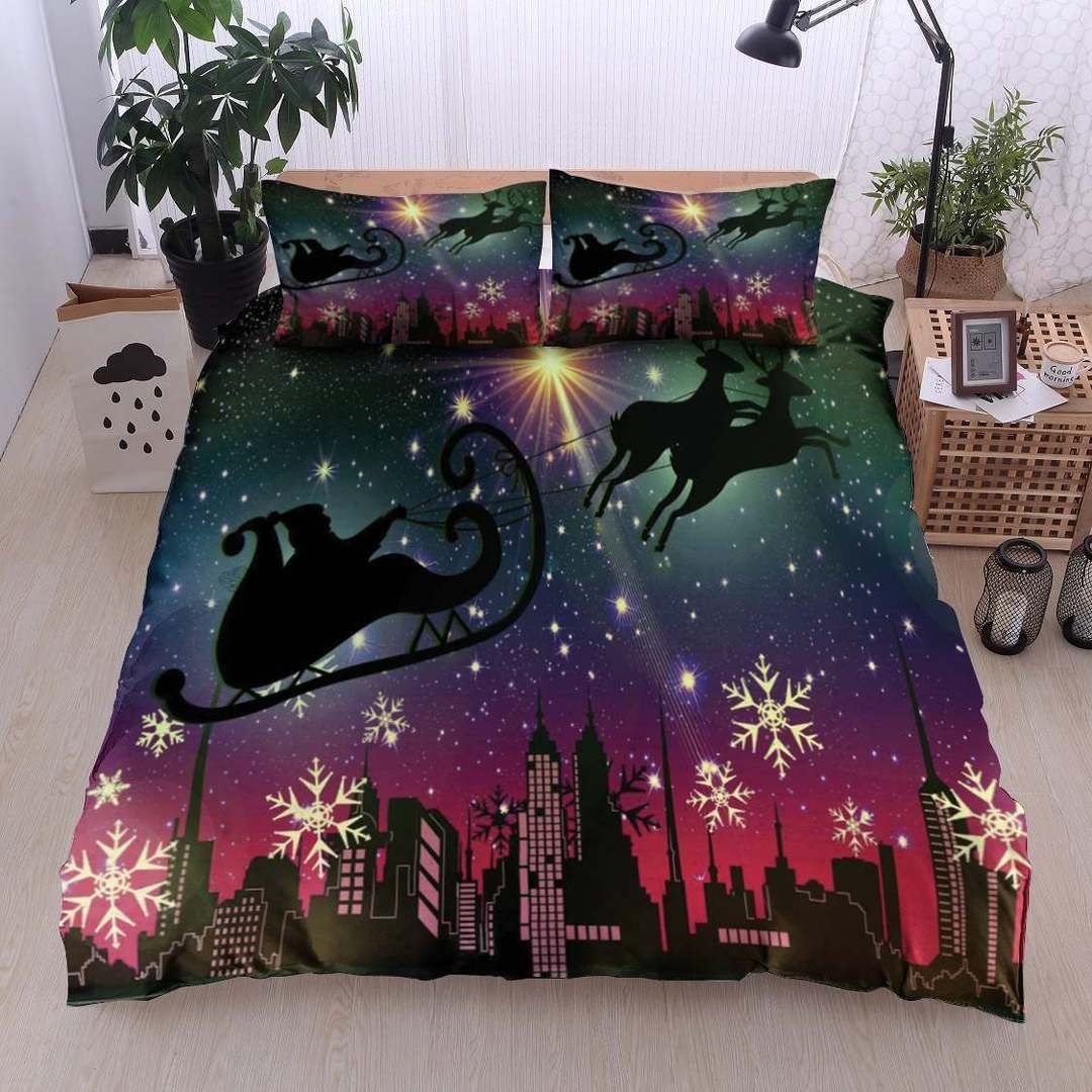 Santa Claus City Night Bedding Set