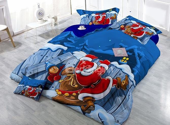 Santa Over The Fence Bedding Set