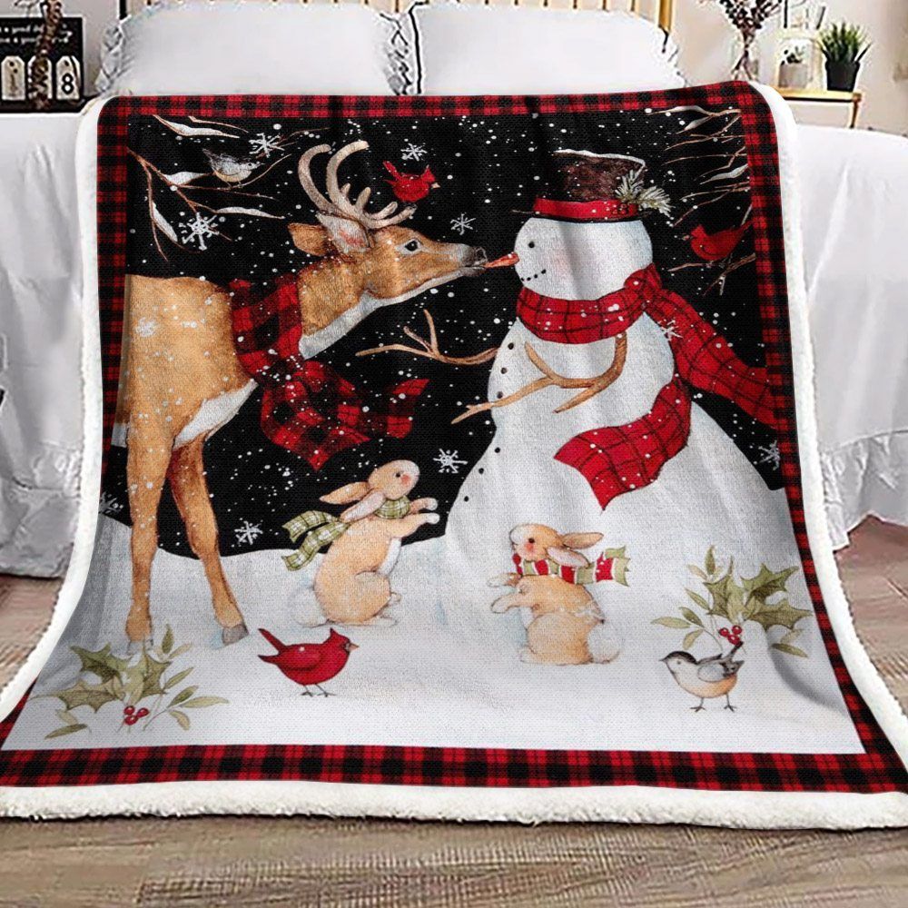 Santa Claus Deer Sherpa Fleece Blanket