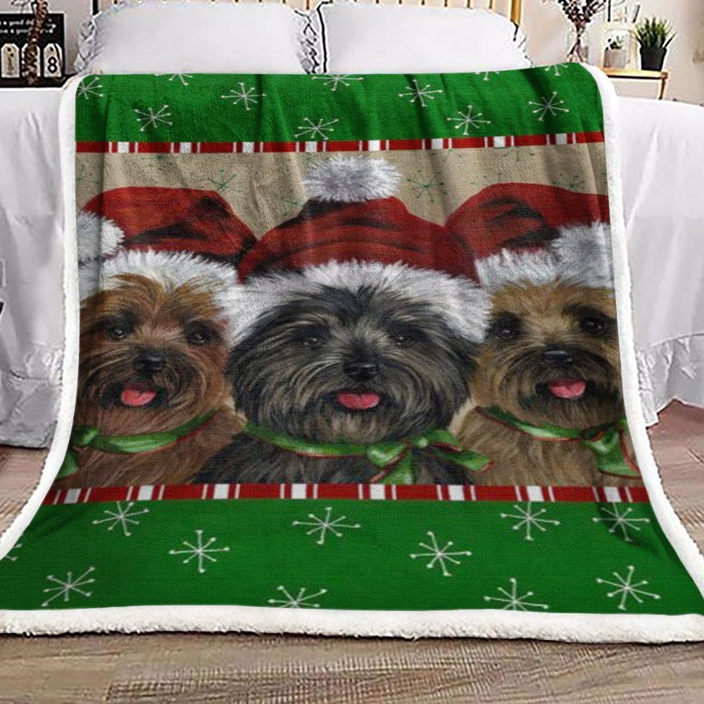 Santa Claus Hat Cairn Terrier Sherpa Fleece Blanket