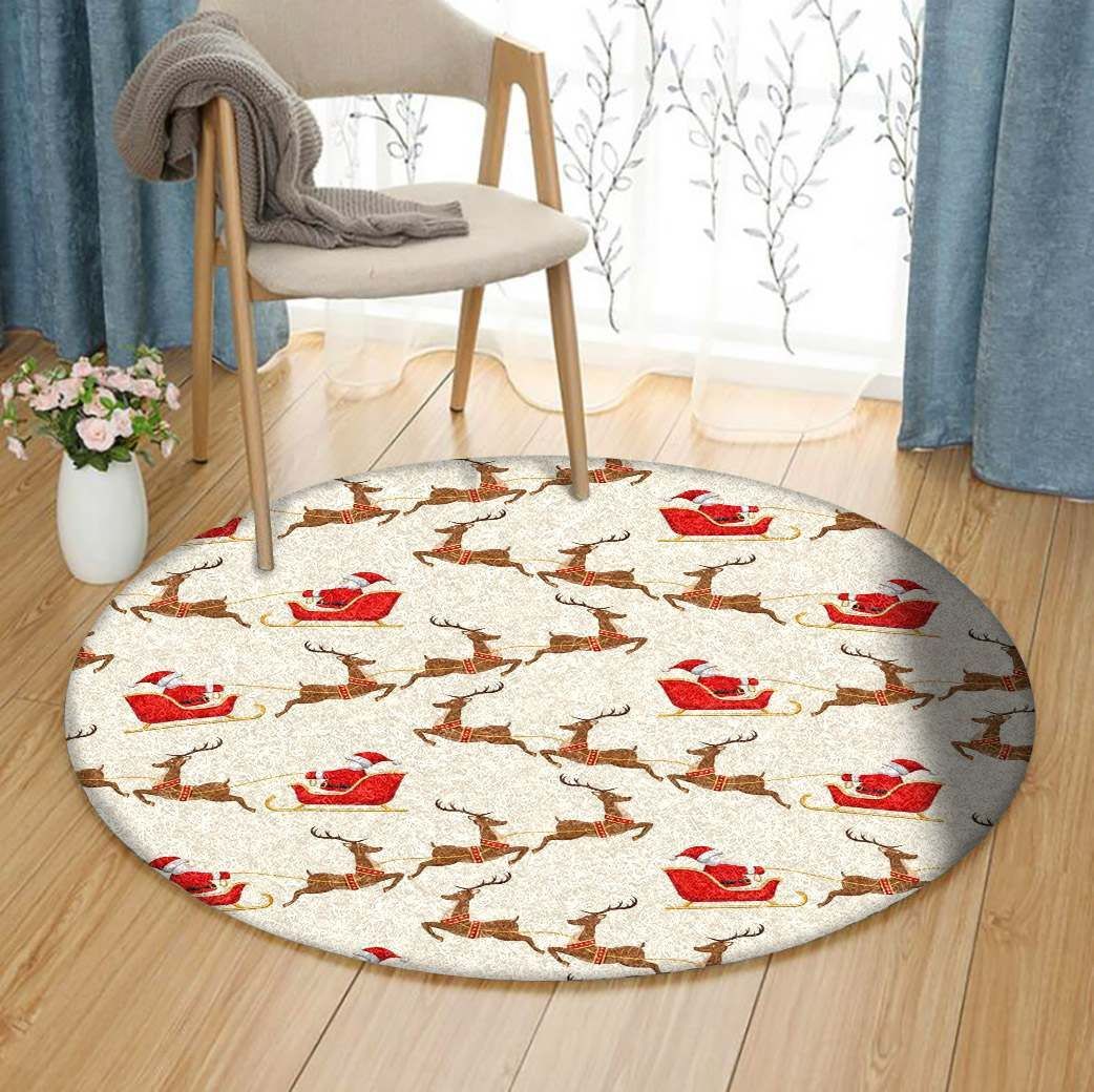 Santa Claus Merry Christmas Round Carpet
