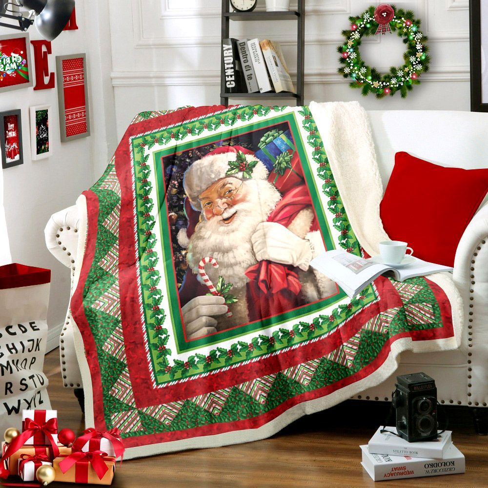 Santa Claus Merry Christmas Sherpa Fleece Blanket